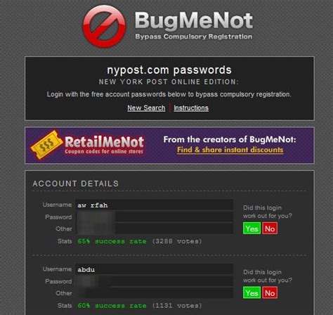 bugmenot.net.